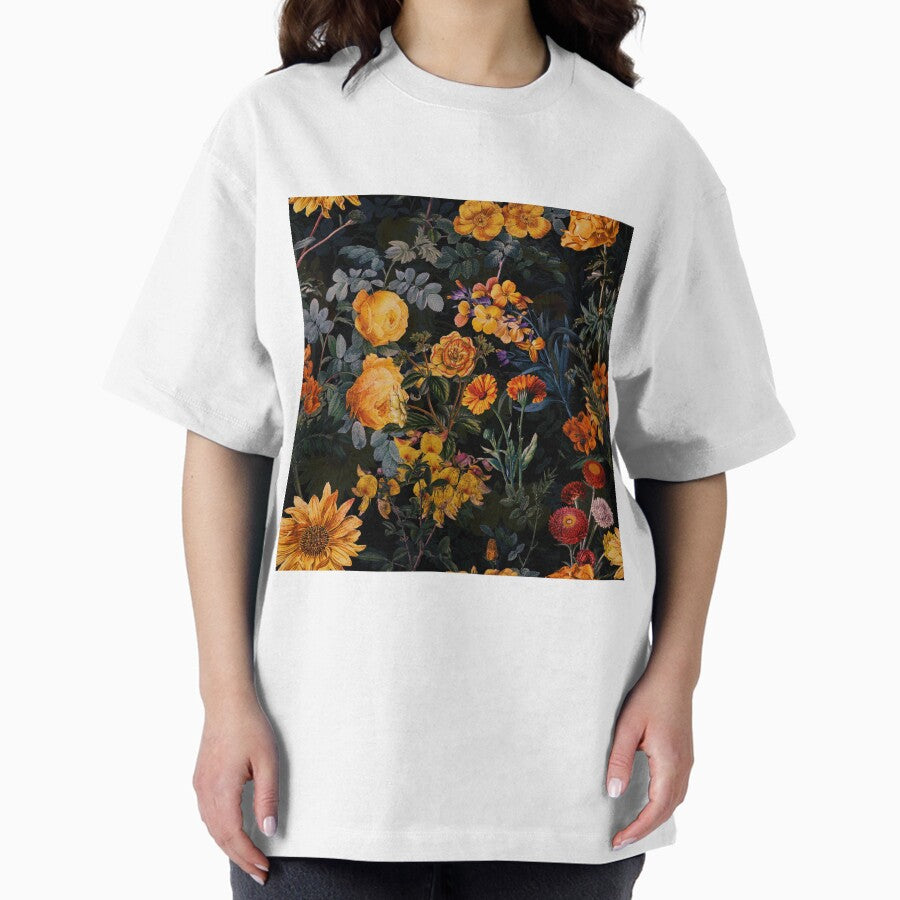 Vintage Golden Botanical NightGarden Oversized T-Shirt