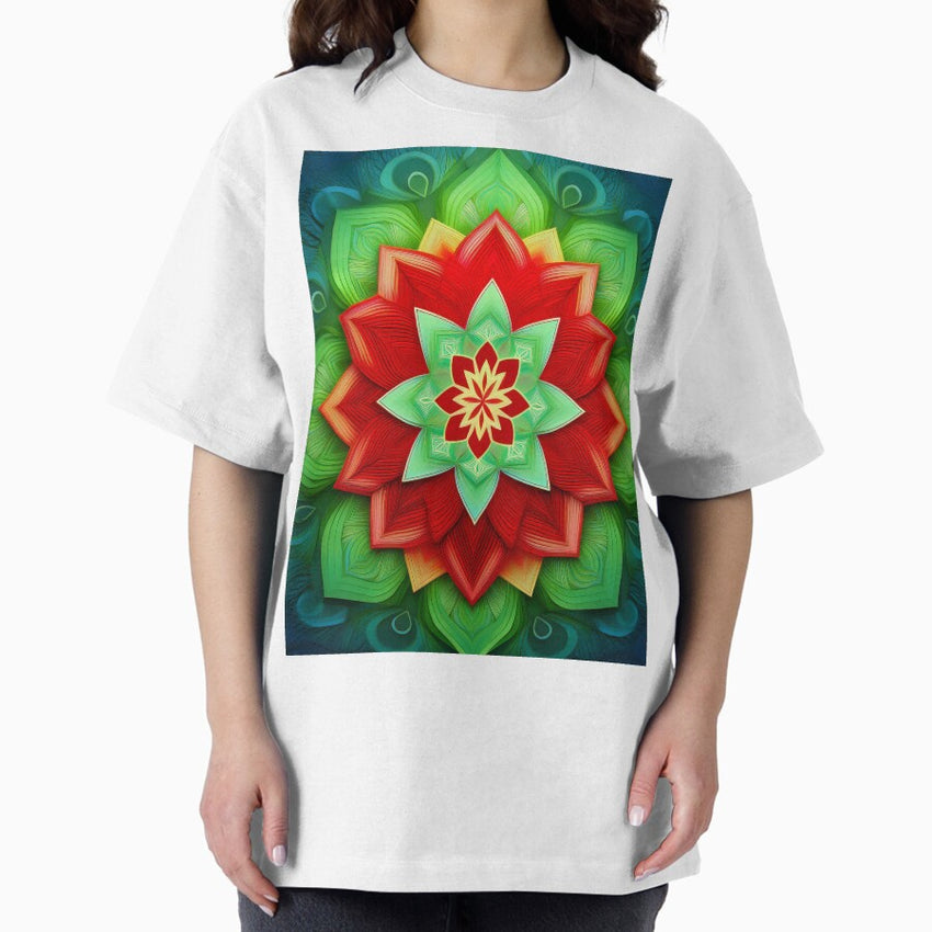 Circle of Harmony Mandala flowers Oversized T-Shirt