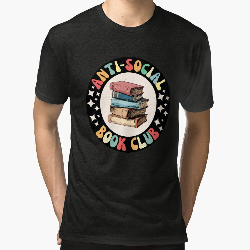 Anti Social Book Club Booktrovert Aesthetic Bookish Retro Tri Blend T Shirt