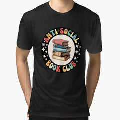 Anti Social Book Club Booktrovert Aesthetic Bookish Retro Tri Blend T Shirt